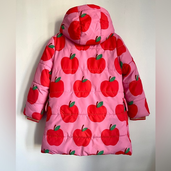 Size 4-5Y Boden Girl’s Apple Print Parka Coat - Picture 2 of 9
